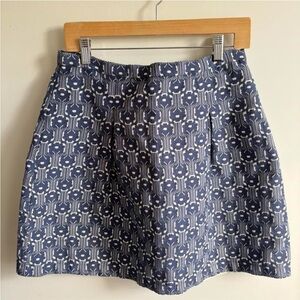 Max Studio Y2K Blue & White Printed A-Line Mini Skirt